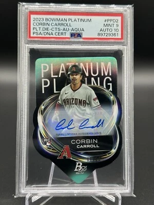 2023 Bowman Platinum Corbin Carroll PLT- DIE-CTS-AU AQUA  MINT 9 AUTO 10 - 08/25 - Image 1 of 2
