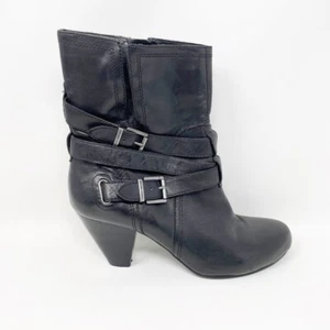 Arturo Chiang Womens Black Side Zip Mid Calf Heel Bootie Size 10 - Picture 1 of 12