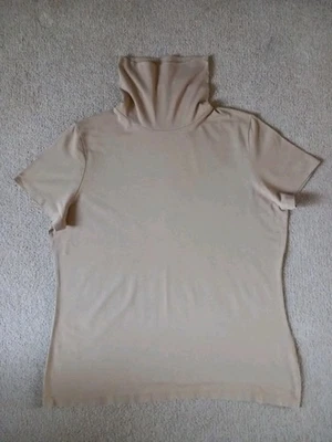 Beige Polo Neck Jumper, Size XL from Lands End.Cotton blend. - Image 1 of 4