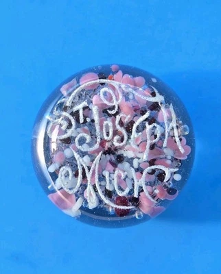 Antiguo pisapapeles de recuerdo de vidrio artístico soplado a mano ST JOSEPH MICHIGAN! Millville? Foto 1 de 4