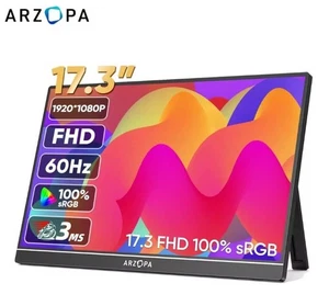 ARZOPA Portable 17.3" FHD Monitor Second Screen IPS 1920*1080 Type-C Display UK - Picture 1 of 6