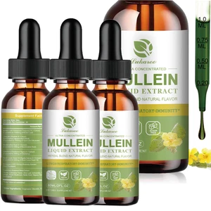 Mullein Leaf Drops for Lungs Herbal Lung Detox and Cleanse Marshmallow Root - Picture 1 of 11