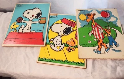 Rompecabezas Gruesos Playsckool, 3 Rompecabezas Infantiles 11.5 X 9.5, Snoopy y Geoffrey Foto 1 de 4