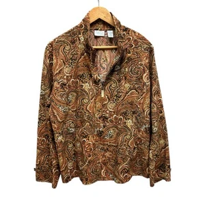 Chico’s Zenergy braune Paisley Zip Jacke Gr. 2 M leicht Reise Freizeit Top - Bild 1 von 8
