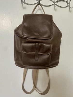 ESPRIT ~ De colección Mochila Cartera Marrón Imitación Cuero Vegano Lona Correas 12”x 10” Y2K Foto 1 de 4