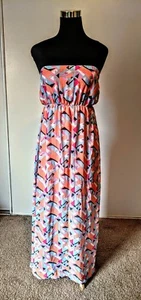 Papaya Size S Dress Blousson Strapless Flowy Open Slit Colorful Stretchy ~$50 - Picture 1 of 6