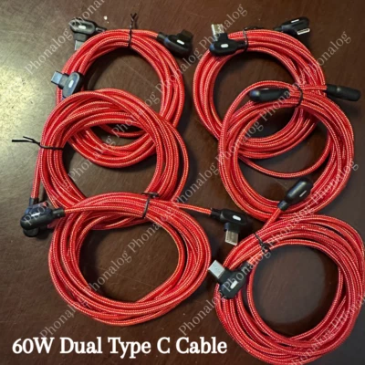 Lot 60W Type C to USB C Cable Elbow PD Nylon Fast Charger For iPhone 15/Samsung - Image 1 of 4