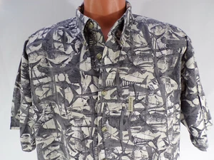 Columbia Outdoor Shirt Mens Large Short Sleeve Grays 100% Cotton Logo Pocket D22 - Picture 1 of 6