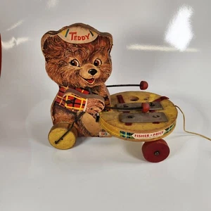 Vintage Fisher Price Teddy Zilo Pull Toy 1964 Made In The USA See Description - Picture 1 of 15