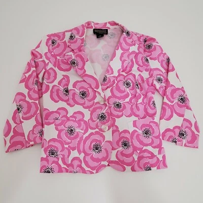 Briggs Chaqueta Informal Top Camisa Blusa Abotonada Para Mujer 8 Rosa Floral Algodón Foto 1 de 4