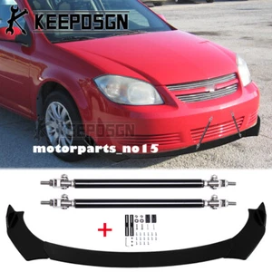 For Chevrolet Cobalt 05-10 Gloss Front Bumper Lip Splitter Spoiler + Strut Rods - Imagen 1 de 12