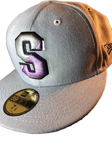 Wolves New Era 59 Fifty 7 1/8 Cap Grey Purple S Wolf New With Tags - Picture 1 of 7