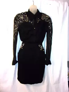 Vintage 1980er Lilllie Rubin Danskin Top Rock Set schwarz Strass durchsichtig 12 sehr guter Zustand - Bild 1 von 11