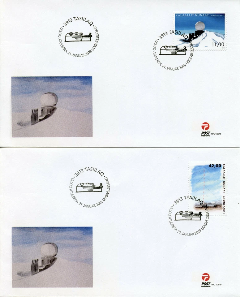 Набор марок Гренландии на тему архитектуры 2019 FDC заброшенные станции Pt III 2 В - Изображение 1 из 1