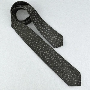 VTG 1950s Gray & White Speckled Skinny Hand Tailored Silk Neck Tie Loomed Italy - Picture 1 of 5