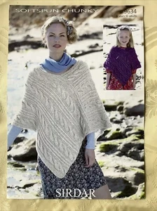 Sirdar knitting pattern 9634. Poncho, cable, Chunky 6 years to adult. Original - Picture 1 of 4