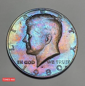 1980-P UNC KENNEDY HALF DOLLAR STUNNING MONSTER TONES460 - Picture 1 of 2