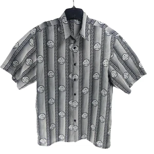 Monzini Collection Men's Black White M Cougar Print Button-up Jazzy Disco Shirt  - Picture 1 of 9