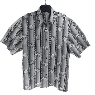Monzini Collection Men's Black White M Cougar Print Button-up Jazzy Disco Shirt  - Image 1 of 4