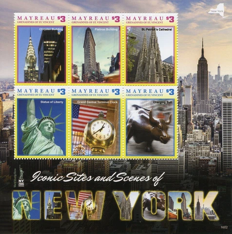 Mayreau 2016 - New York's iconic sites & scenes - sheet of 6 stamps - MNH Cover