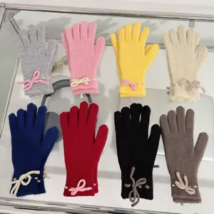 Guantes de punto con lazo unisex invierno gruesos cálidos pantalla táctil guantes completos para dedos - Imagen 1 de 27
