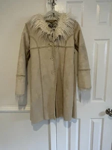 Blanc Noir Faux Fur Suede Penny Lane Coat Jacket Y2K - Picture 1 of 7
