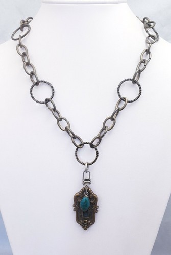 VETEMENTS Collana Catena Lunga Firmata Grossa Il Foro della Serratura Limitato A Tema Ottone