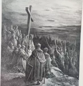 The True Cross Antique 1855 Crusades Engraving History Book Plate - Picture 1 of 10