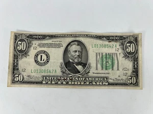 Billete de 50 dólares de la Reserva Federal serie 1934 circulado 8542A H 12 - Imagen 1 de 8