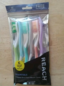6 Reach Toothbrushes with Built-in Tongue Cleaners + Free Caps! - Picture 1 of 2