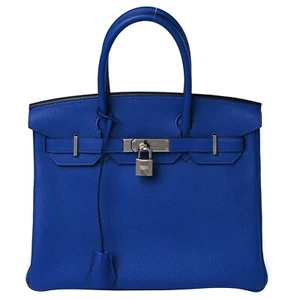 Hermes Birkin 30 Togo Leather Bleu Royal with Palladium Hardware Handbag - Picture 1 of 24