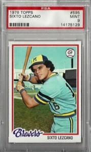 1978 Topps #595 Sixto Lezcano Milwaukee Brewers PSA 9 MINT 14175129