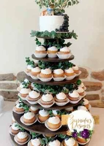 Cupcake Stand 5 Tier MDF Wood Cake Tower Dessert - Picture 1 of 7