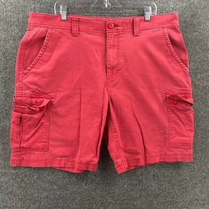St John Bay Cargo Shorts Mens Size 40 Red Solid Straight Elastic Waist Stretch - Picture 1 of 11
