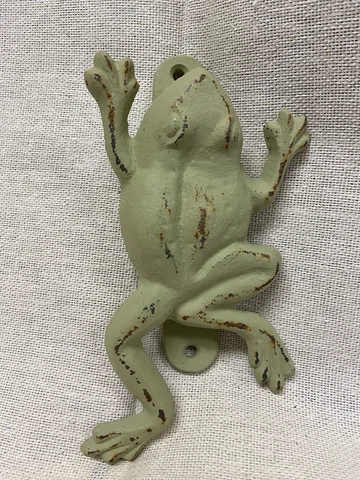 Cast Iron Frog Door Knocker Light Green Cover