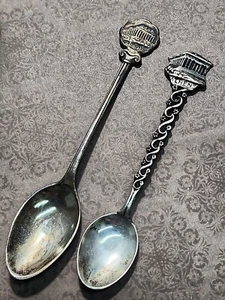 2 Vintage 800 Silver Greece Athens Souvenir Demitasse Spoons-25.49 Grams - Picture 1 of 7