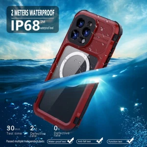 Waterproof Phone Case For iPhone 16 15 Pro Max Plus 14 13 Aluminum Magsafe Cover - Picture 1 of 18