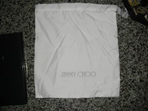 JIMMY CHOO  LOGO WHITE  DUST TRAVEL BAG 13.5" X 12” Silver Logo MADE IN ITALY - Picture 1 of 3