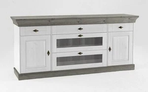 Massivholz Anrichte 2farbig weiß grau Kiefer Sideboard Kommode Highboard schrank - Bild 1 von 1