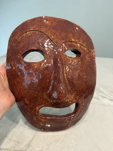 Handmade Plaster Art Mask Thick Heavy Wall Art Made by Child School Art Project - Picture 1 of 6