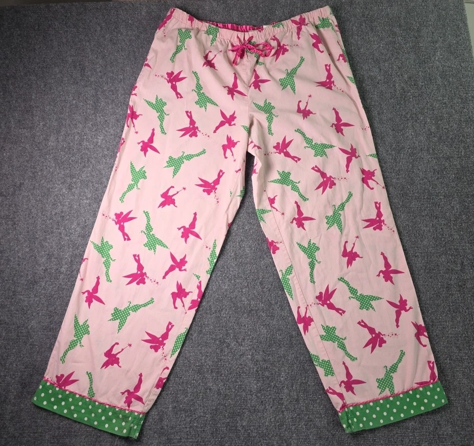 Брюки женские Disney винтажные 2 Tinker Bell PJ XL розовый хлопок эластичная талия Y2K - Изображение 1 из 4
