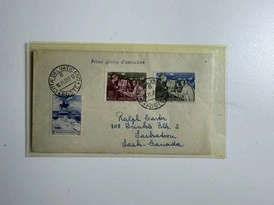1953 Vatican FDC – St. Bernard of Chiaravalle, Rome to Canada, Primo Giorno - Image 1 of 2