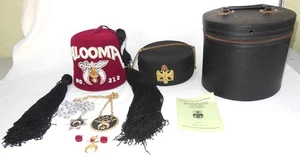 Vtg. Shriners Jeweled Fez Hat ALOOMA 212 W/Tassle + Scottish Rite Hat & Extras - Picture 1 of 12