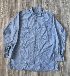 Vintage 40's WW2 USN US Navy Named Chambray Denim Buttonup - Picture 1 of 11