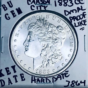 1883 CC BU GEM MORGAN SILVER DOLLAR UNC MS+++ U.S. MINT RARA KEY COIN 3864 - Foto 1 di 3