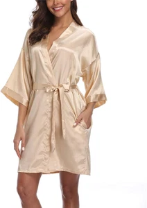 Women'S Satin Kimono Robes Bridesmaid Wedding Robes Silky Bathrobes Summer Loung - Picture 1 of 38