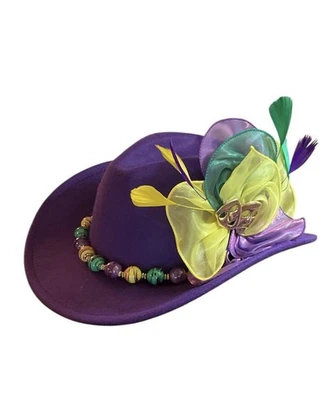 Chapéu de cowboy roxo Mardi Gras - Imagem 1 de 4