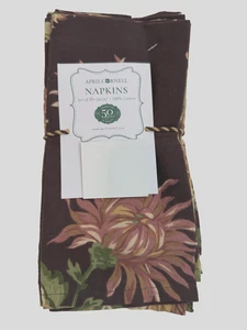 APRIL CORNELL - ANTOINETTE - BRAUN BURGUNDER ROSA - STOFFSERVIETTEN 10ER SET NEU - Bild 1 von 2