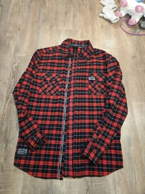 🔥 Victory Motorcycles Button Down Red Black Plaid Shirt Men's Medium M - Image 1 of 4