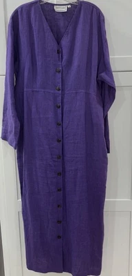 Vestido midi Misty Lane púrpura de lino con botones delanteros para mujer talla S Gothcore Foto 1 de 4